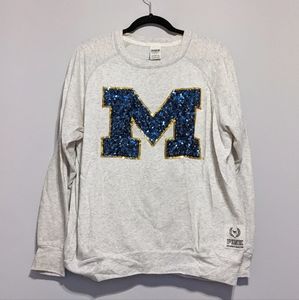 Victoria's Secret PINK University of Michigan Sequin Crewneck